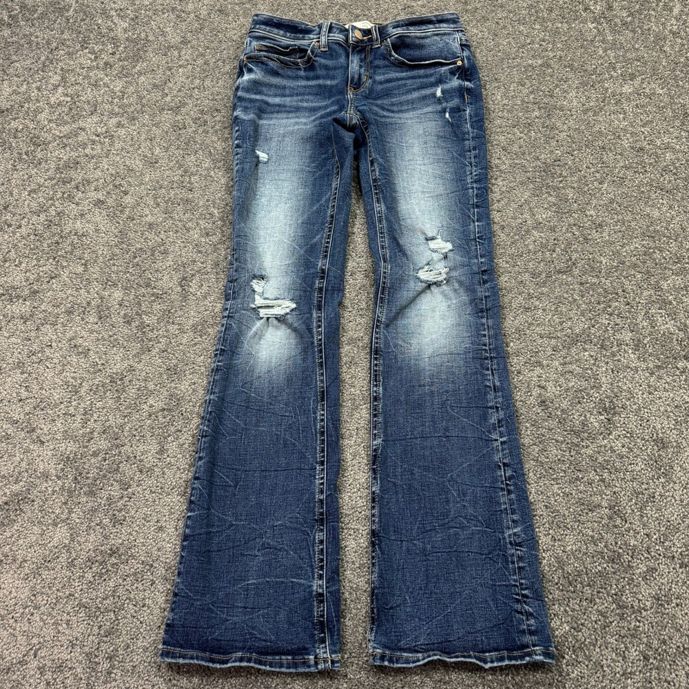 Buckle Women's Distressed Medium Wash Blue Boot Cut Jeans